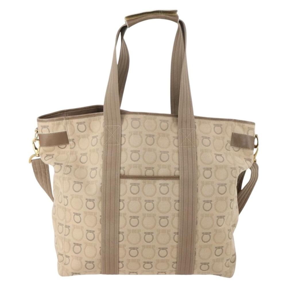 Salvatore Ferragamo Canvas Tote Bag Beige